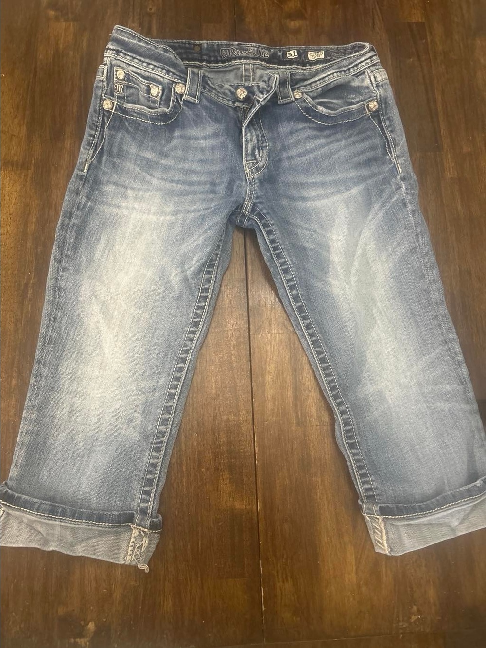 Miss Me Light Blue Cropped Roll-Cuff Jeans